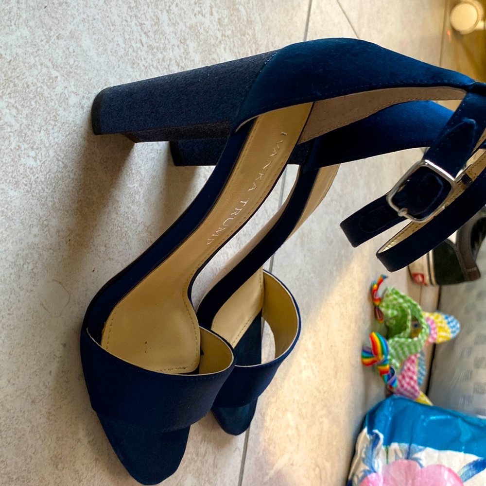 Ivanka Trump dark blue satin heels